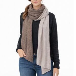 Celeste Wool Cashmere Oversized Scarf in Taupe / Brown Colorblock